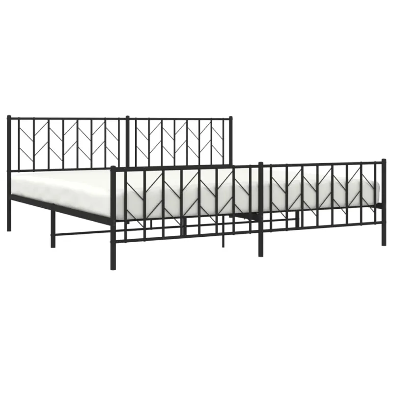 Lovos rėmas su galvūgaliu/kojūgaliu, juodas, 200x200cm, metalas
