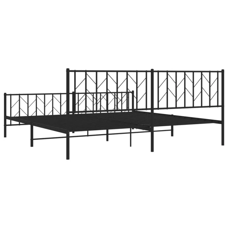Lovos rėmas su galvūgaliu/kojūgaliu, juodas, 200x200cm, metalas