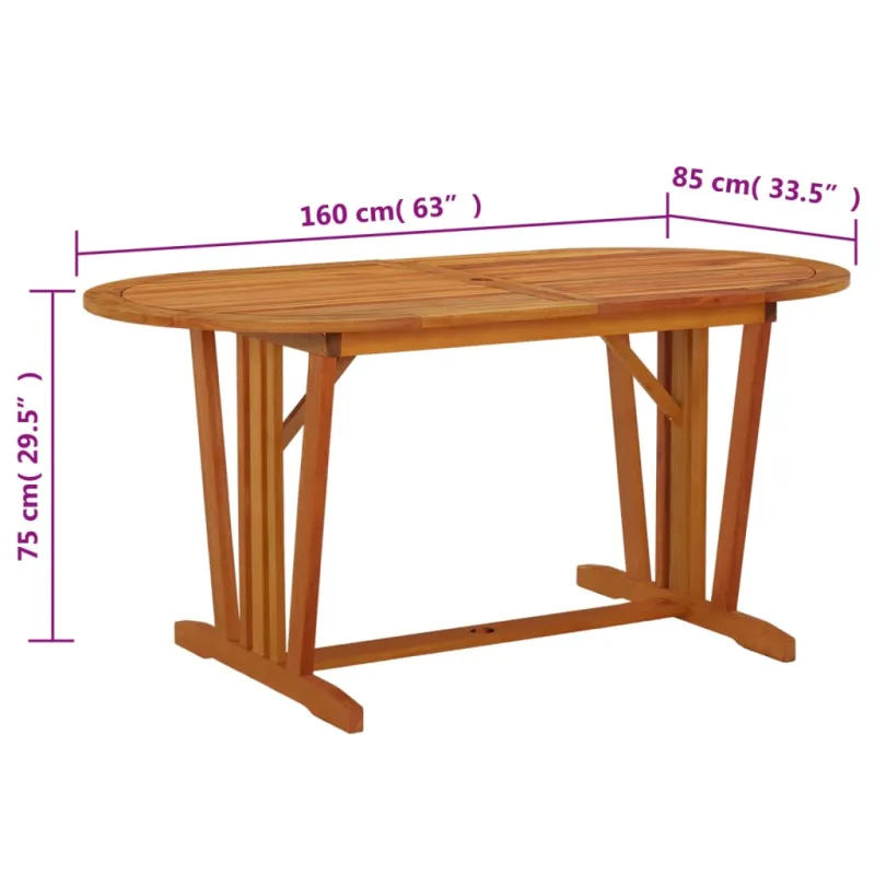 Sodo stalas, 160x85x75cm, eukalipto medienos masyvas