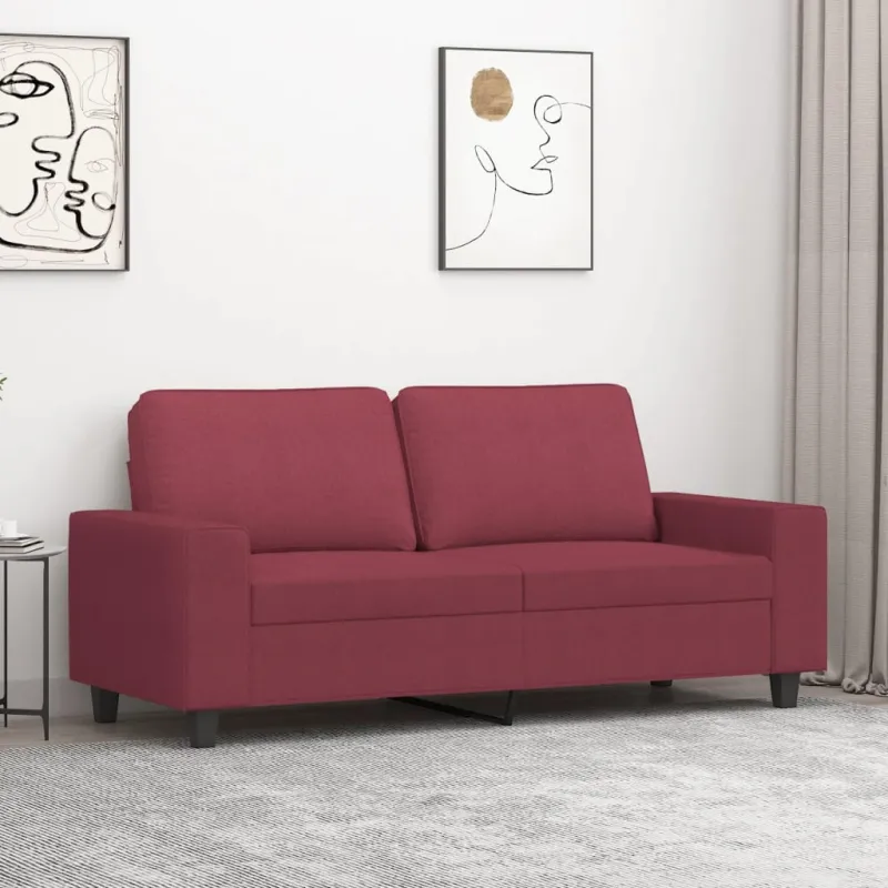 Dvivietė sofa, raudonojo vyno spalvos, 140cm, audinys