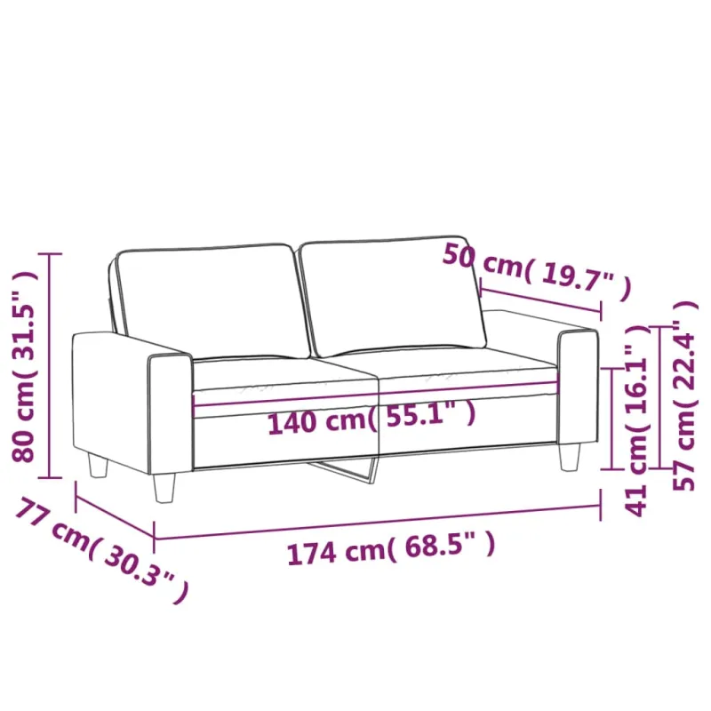 Dvivietė sofa, raudonojo vyno spalvos, 140cm, audinys