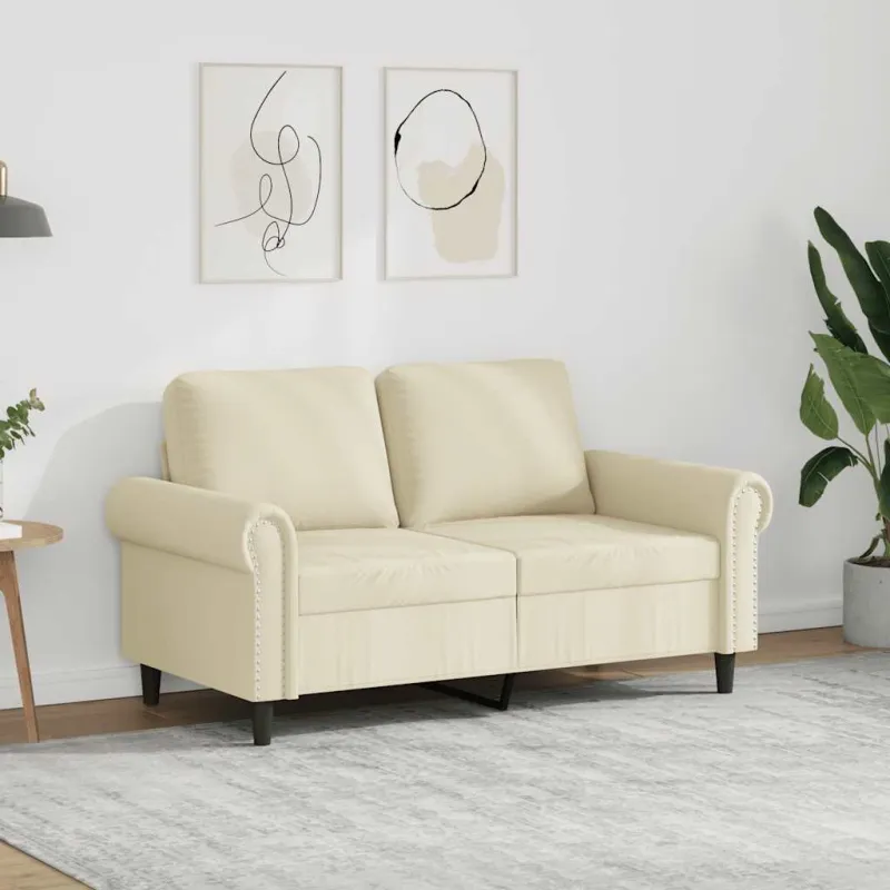 Dvivietė sofa, kreminės spalvos, 120cm, dirbtinė oda