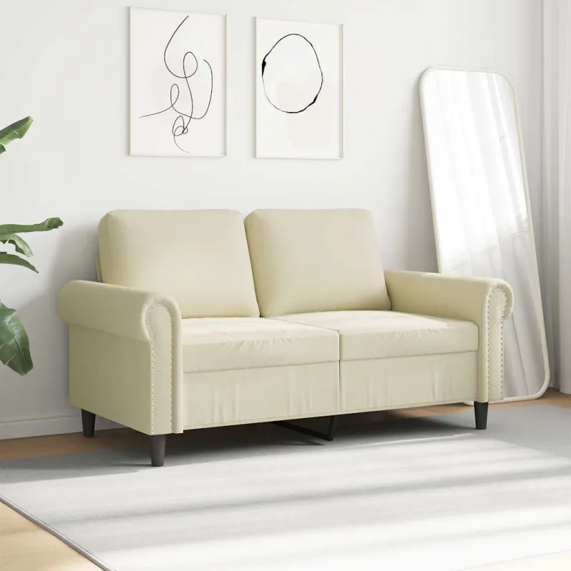 Dvivietė sofa, kreminės spalvos, 120cm, dirbtinė oda
