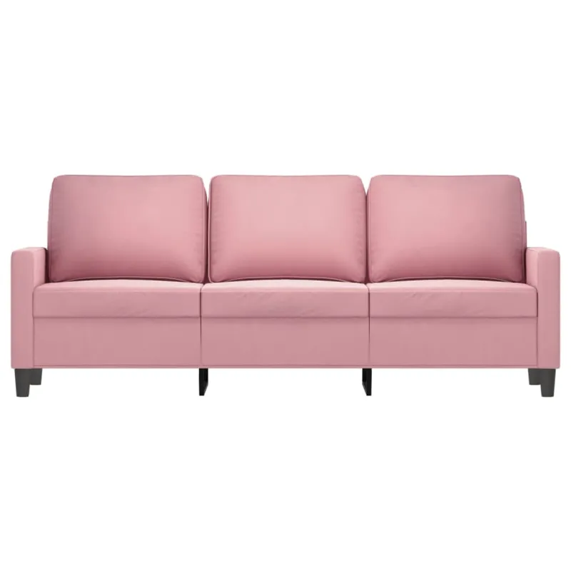 Trivietė sofa, rožinės spalvos, 180cm, aksomas