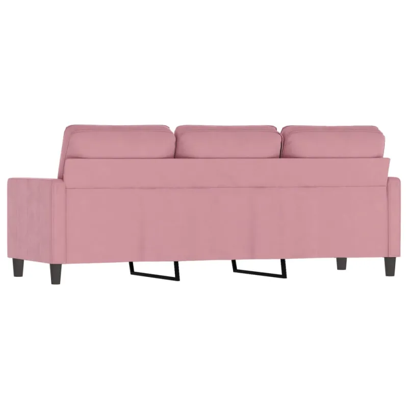 Trivietė sofa, rožinės spalvos, 180cm, aksomas