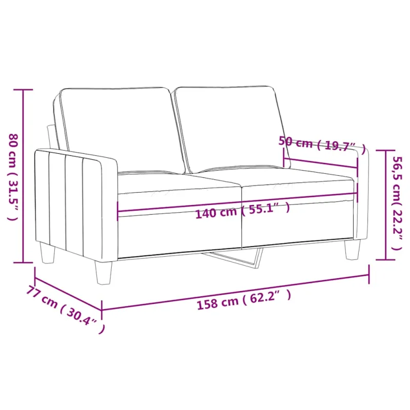 Dvivietė sofa, rudos spalvos, 140cm, aksomas