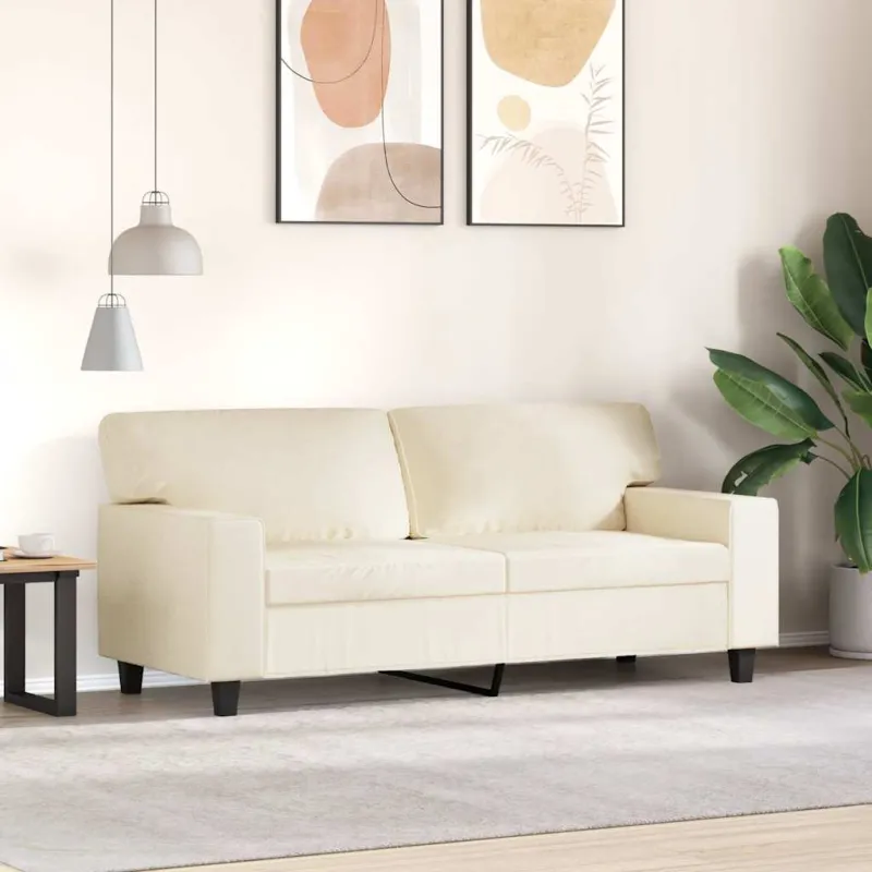 Dvivietė sofa, kreminės spalvos, 140cm, dirbtinė oda