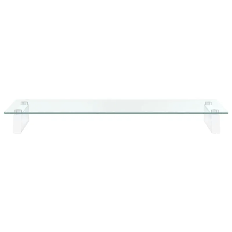 Monitoriaus stovas, baltas, 80x35x8cm, stiklas ir metalas
