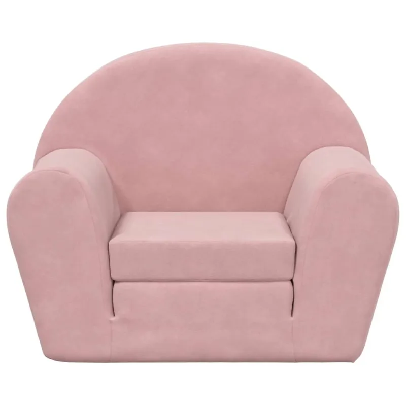 Vaikiška sofa-lova, rožinės spalvos, minkštas pliušas