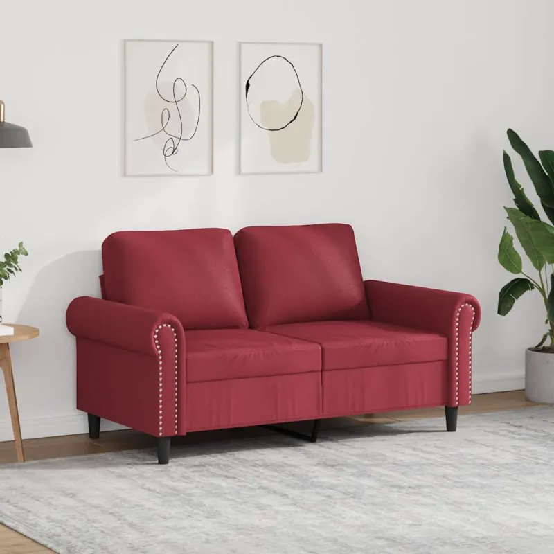 Dvivietė sofa, raudonojo vyno spalvos, 120cm, dirbtinė oda