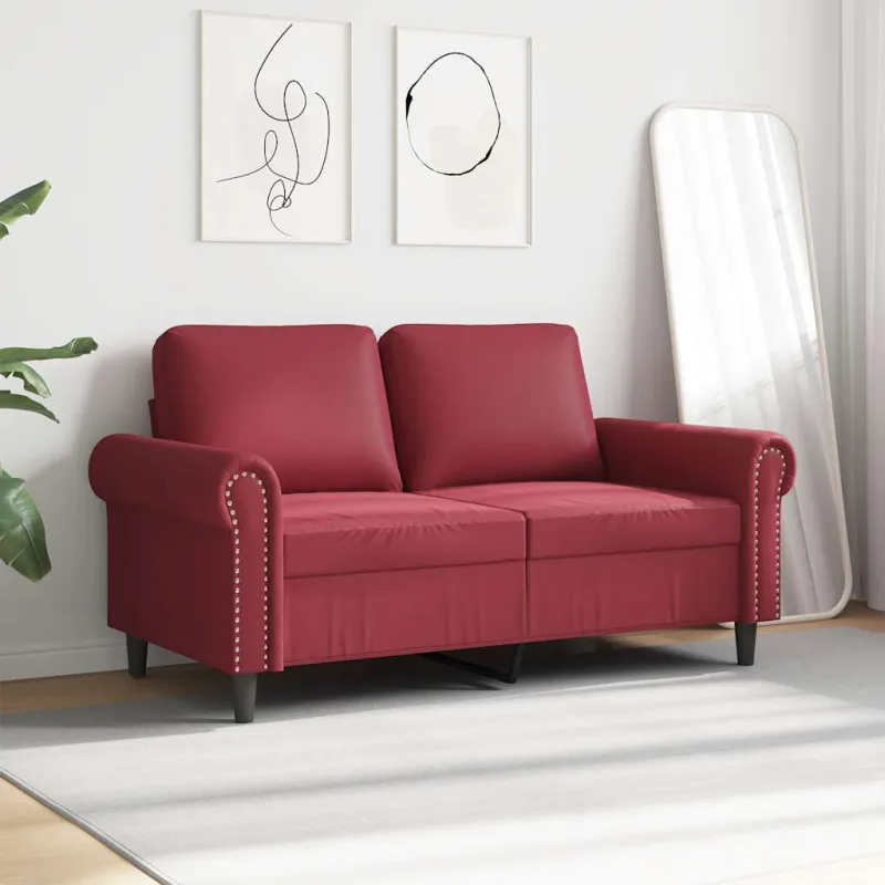 Dvivietė sofa, raudonojo vyno spalvos, 120cm, dirbtinė oda