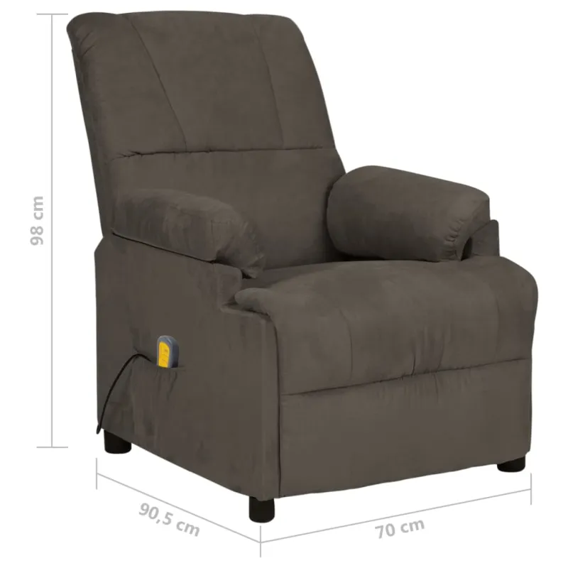 Masažinis krėslas, tamsiai pilkos spalvos, mikropluošto audinys