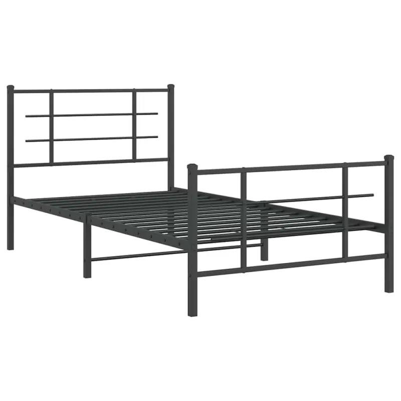 Lovos rėmas su galvūgaliu/kojūgaliu, juodas, 107x203cm, metalas