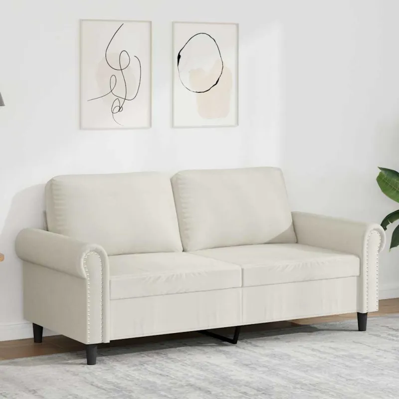 Dvivietė sofa, kreminės spalvos, 140cm, aksomas