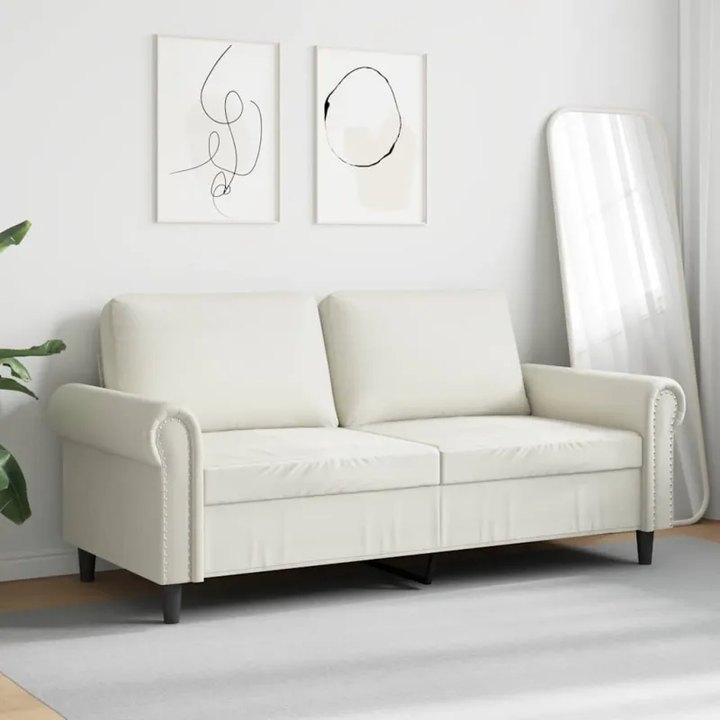 Dvivietė sofa, kreminės spalvos, 140cm, aksomas