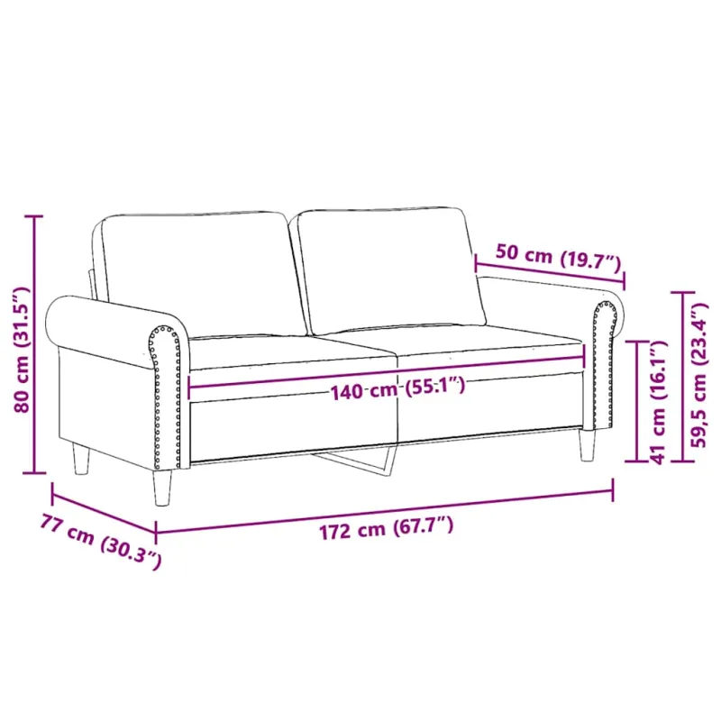 Dvivietė sofa, kreminės spalvos, 140cm, aksomas