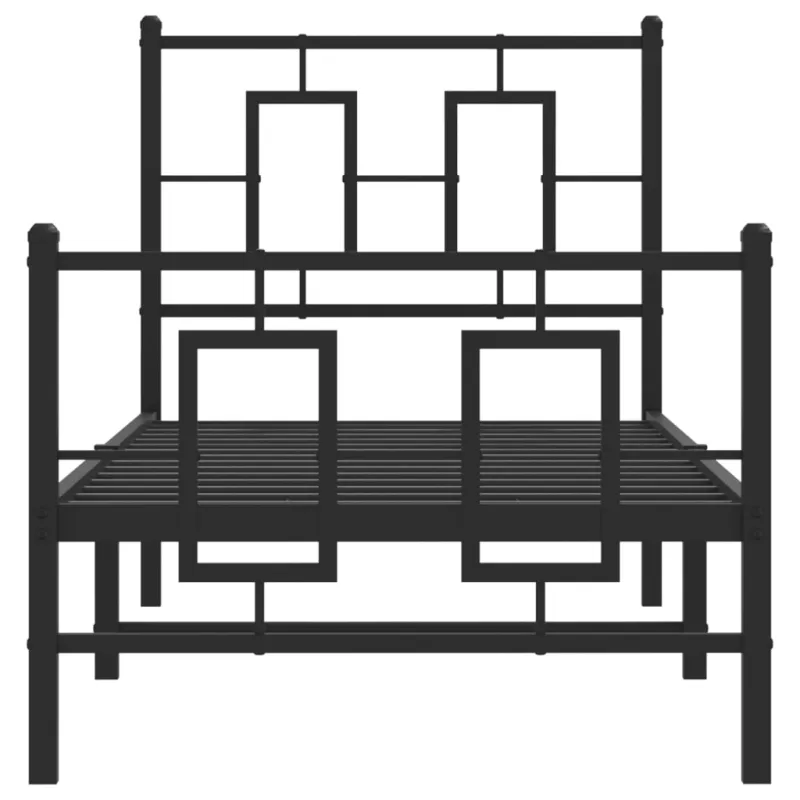 Lovos rėmas su galvūgaliu/kojūgaliu, juodas, 75x190cm, metalas