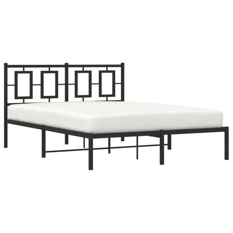 Metalinis lovos rėmas su galvūgaliu, juodos spalvos, 135x190cm