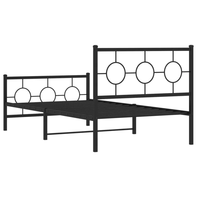 Lovos rėmas su galvūgaliu/kojūgaliu, juodas, 100x200cm, metalas