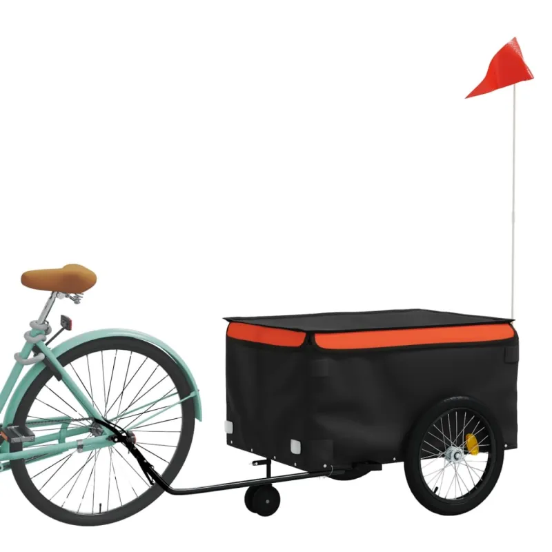 Dviračio priekaba, juodos ir oranžinės spalvos, 45kg, geležis