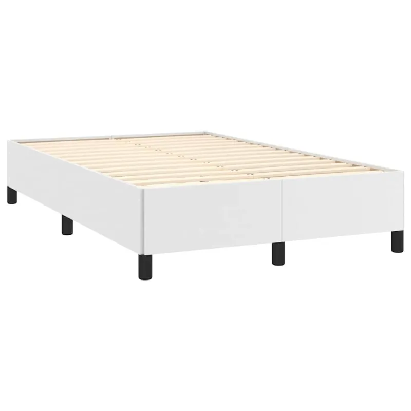 Lova su spyruoklėmis/čiužiniu/LED, balta 120x190cm dirbtinė oda