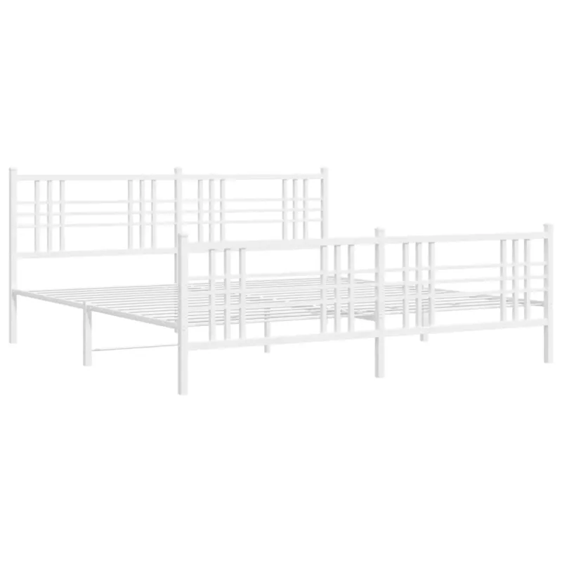 Lovos rėmas su galvūgaliu/kojūgaliu, baltas, 183x213cm, metalas