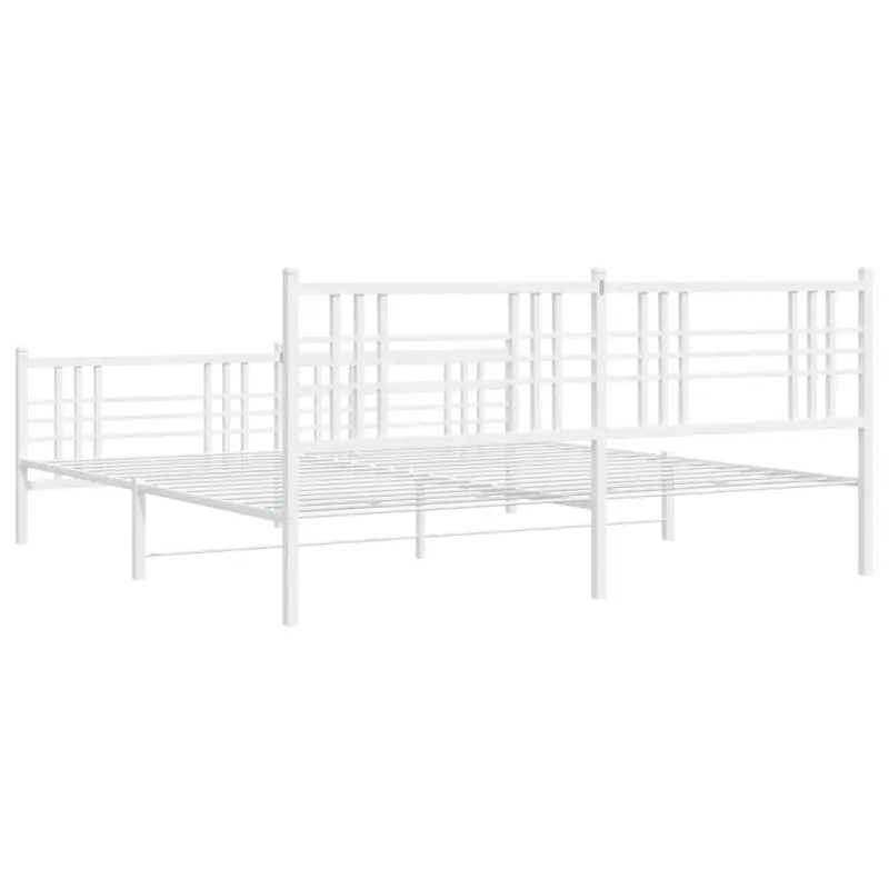 Lovos rėmas su galvūgaliu/kojūgaliu, baltas, 183x213cm, metalas