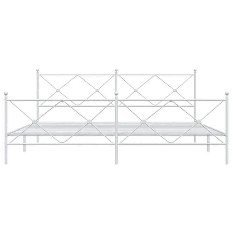 Lovos rėmas su galvūgaliu/kojūgaliu, baltas, 200x200cm, metalas