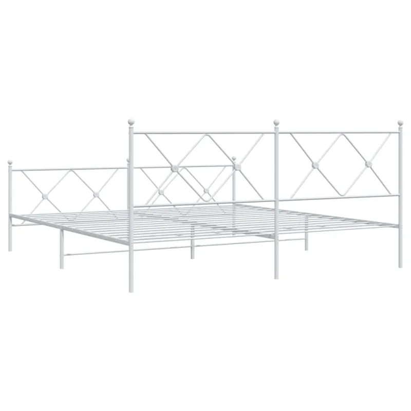 Lovos rėmas su galvūgaliu/kojūgaliu, baltas, 183x213cm, metalas