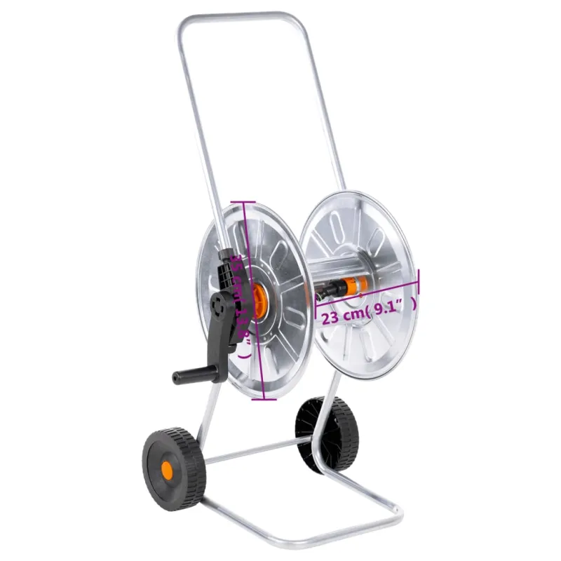 Žarnos ritės vežimėlis 50 m 1/2" arba 35 m 3/4" žarnai, plienas