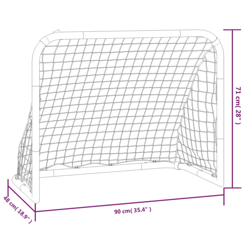 Futbolo vartai su tinklu, raudoni ir juodi, 90x48x71cm, plienas