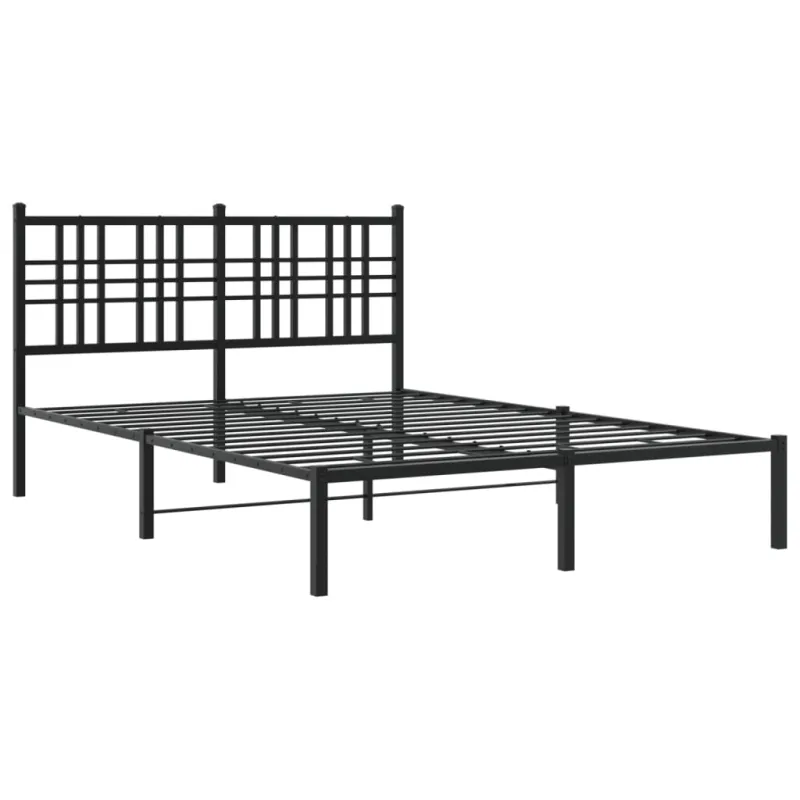 Metalinis lovos rėmas su galvūgaliu, juodos spalvos, 135x190cm