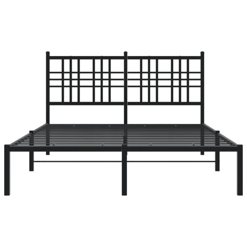 Metalinis lovos rėmas su galvūgaliu, juodos spalvos, 135x190cm
