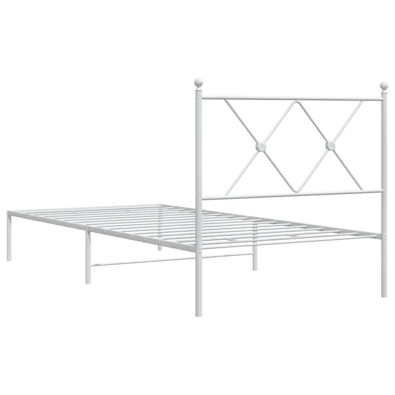 Metalinis lovos rėmas su galvūgaliu, baltas, 90x190cm