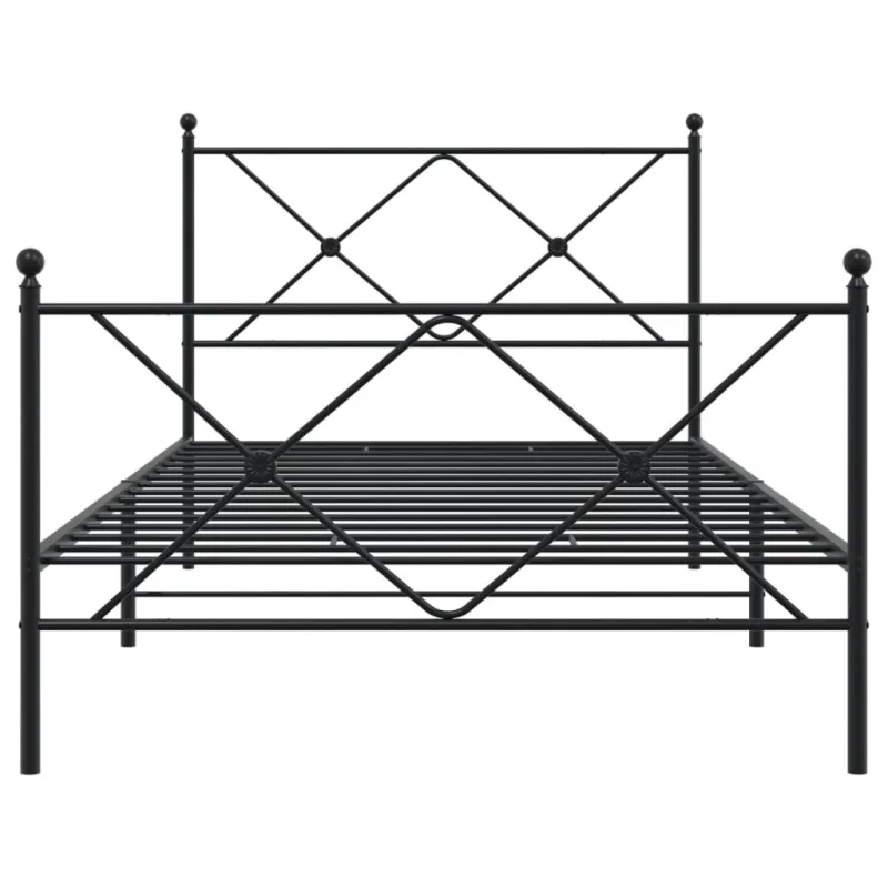 Lovos rėmas su galvūgaliu/kojūgaliu, juodas, 100x200cm, metalas