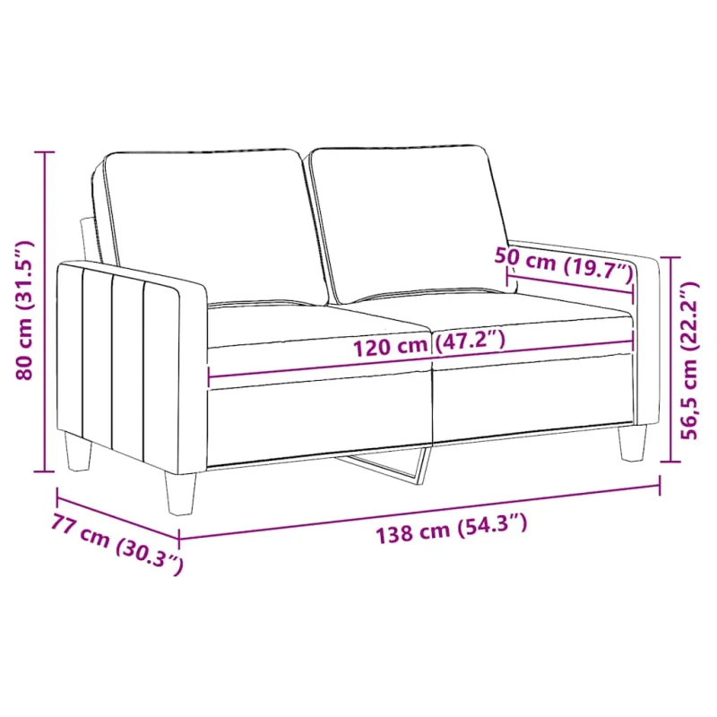 Dvivietė sofa, tamsiai pilkos spalvos, 120cm, audinys