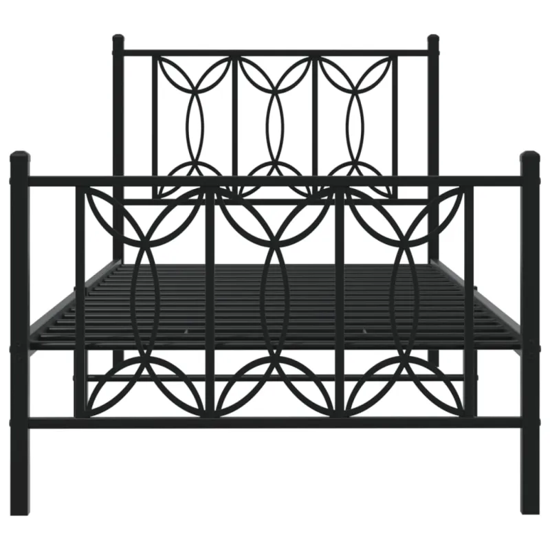 Lovos rėmas su galvūgaliu/kojūgaliu, juodas, 75x190cm, metalas