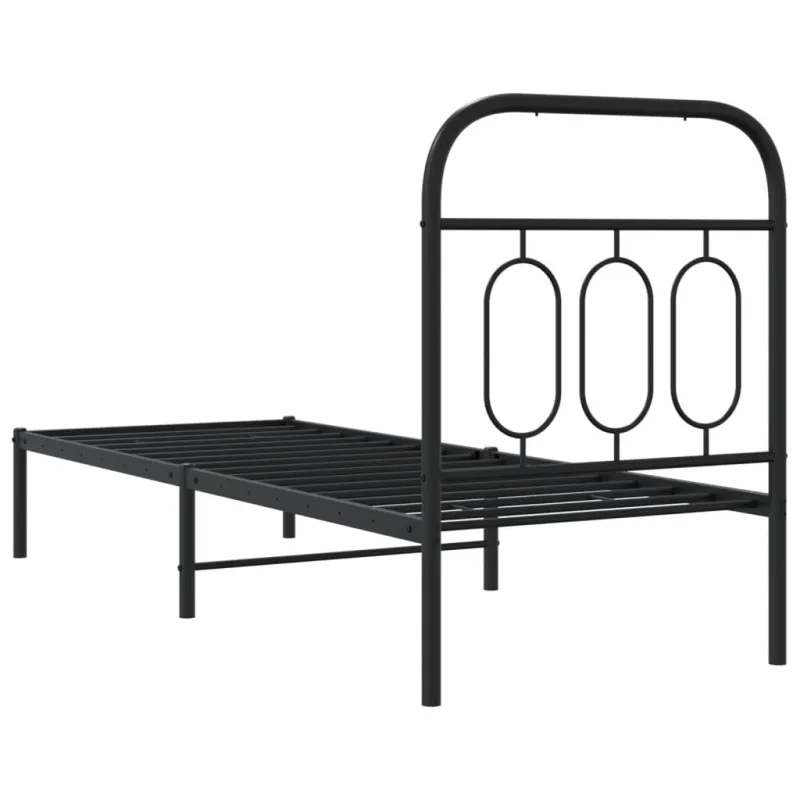 Metalinis lovos rėmas su galvūgaliu, juodos spalvos, 75x190cm