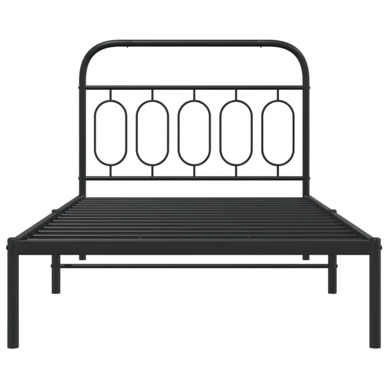 Metalinis lovos rėmas su galvūgaliu, juodos spalvos, 107x203cm