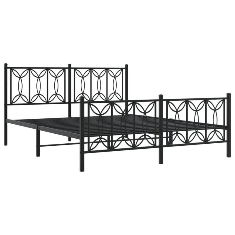 Lovos rėmas su galvūgaliu/kojūgaliu, juodas, 150x200cm, metalas