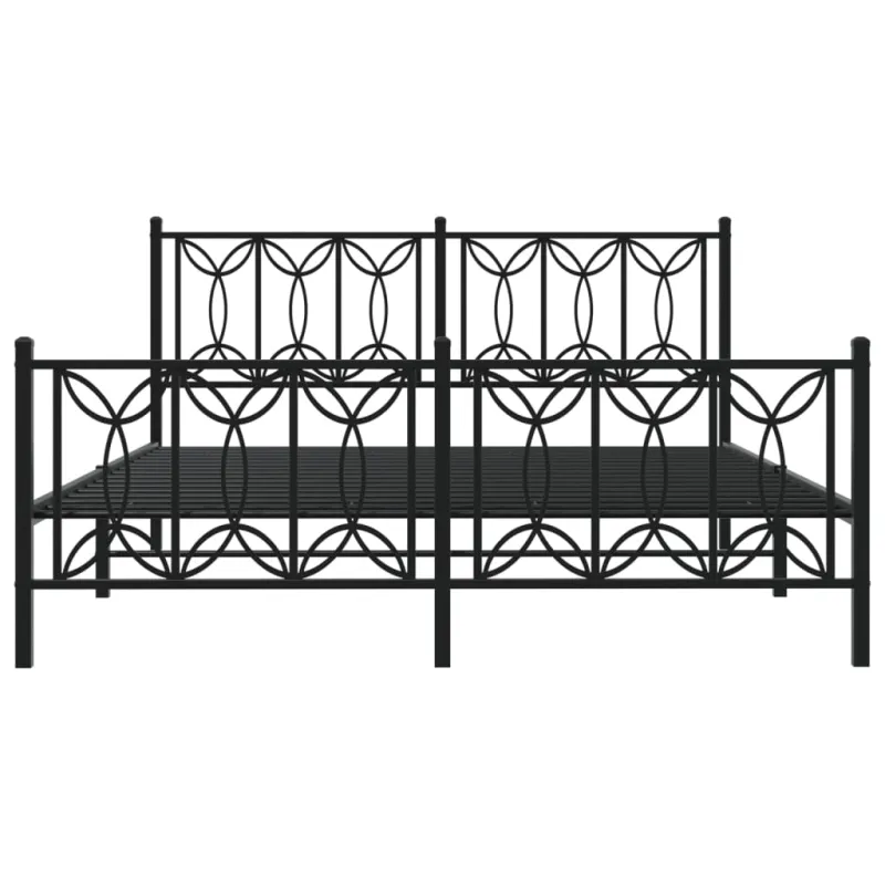 Lovos rėmas su galvūgaliu/kojūgaliu, juodas, 150x200cm, metalas