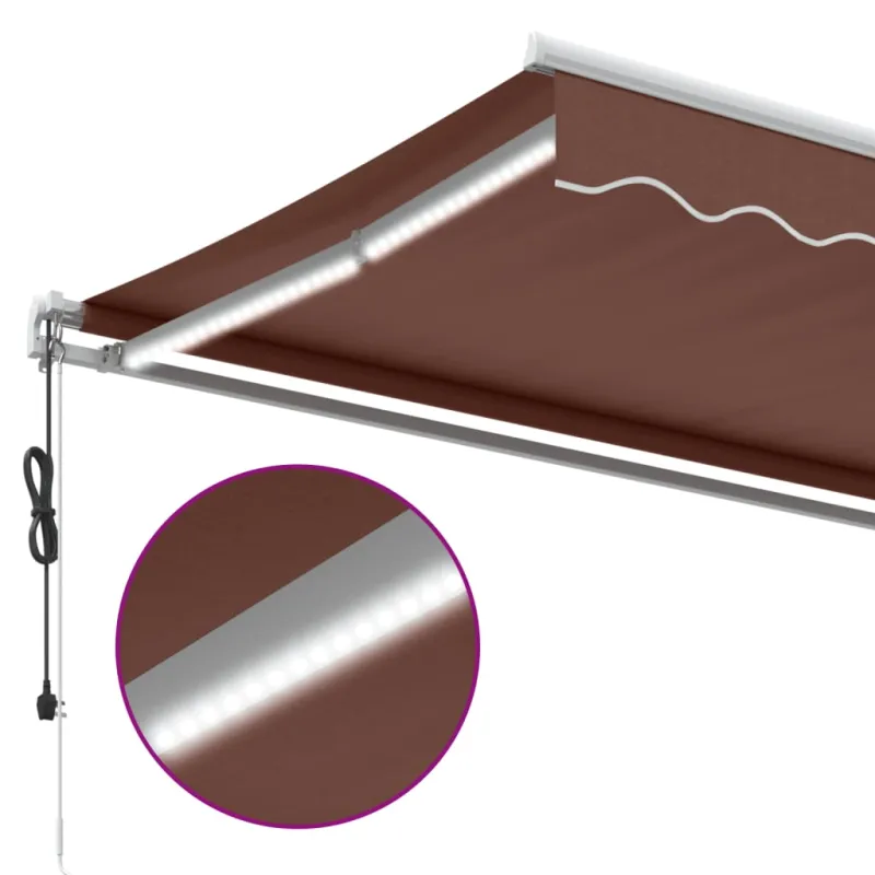 Automatinė ištraukiama markizė su LED, ruda, 350x250cm