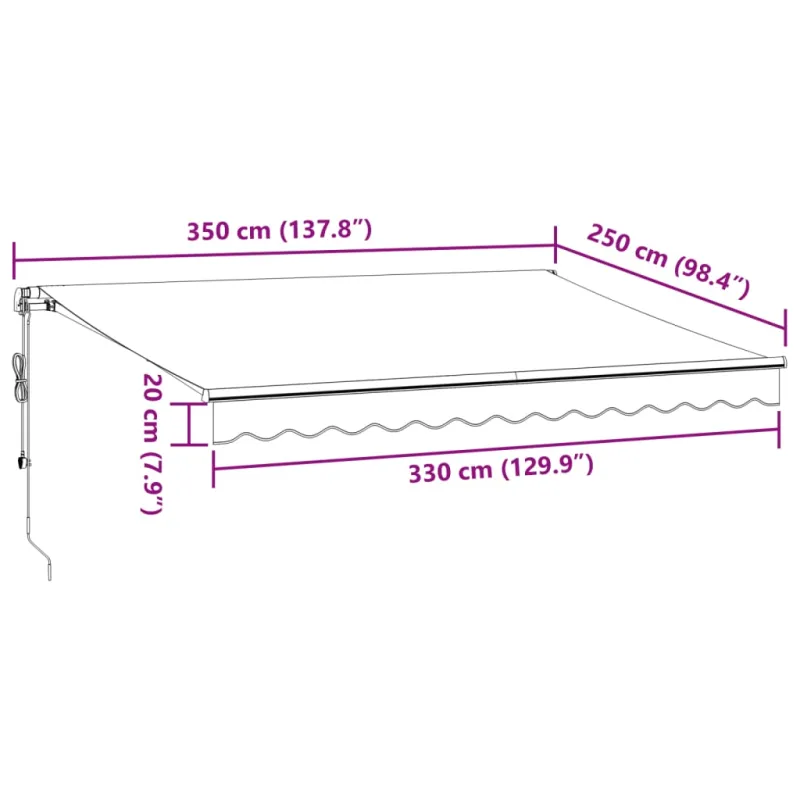 Automatinė ištraukiama markizė su LED, ruda, 350x250cm