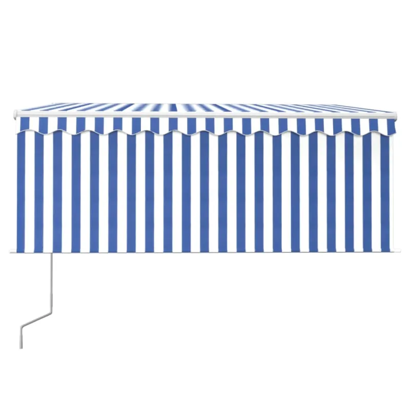 Markizė su uždanga/LED/vėjo jutikliu, mėlyna/balta, 3x2,5m