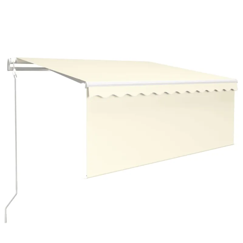 Markizė su uždanga/LED/vėjo jutikliu, kreminė, 3,5x2,5m