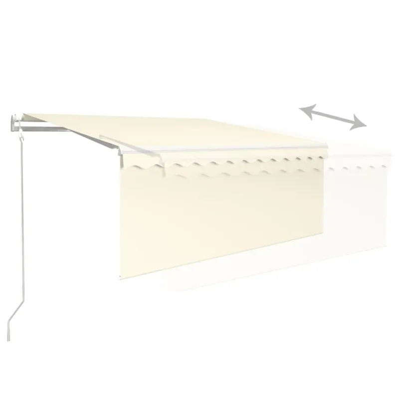 Markizė su uždanga/LED/vėjo jutikliu, kreminė, 3,5x2,5m