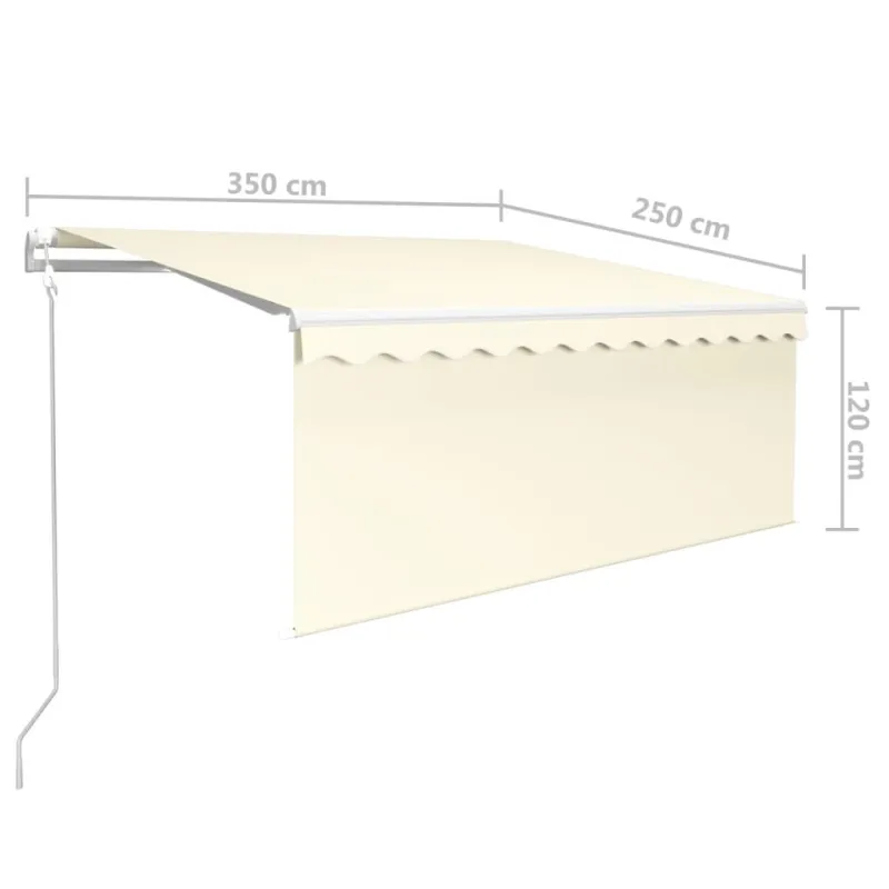 Markizė su uždanga/LED/vėjo jutikliu, kreminė, 3,5x2,5m