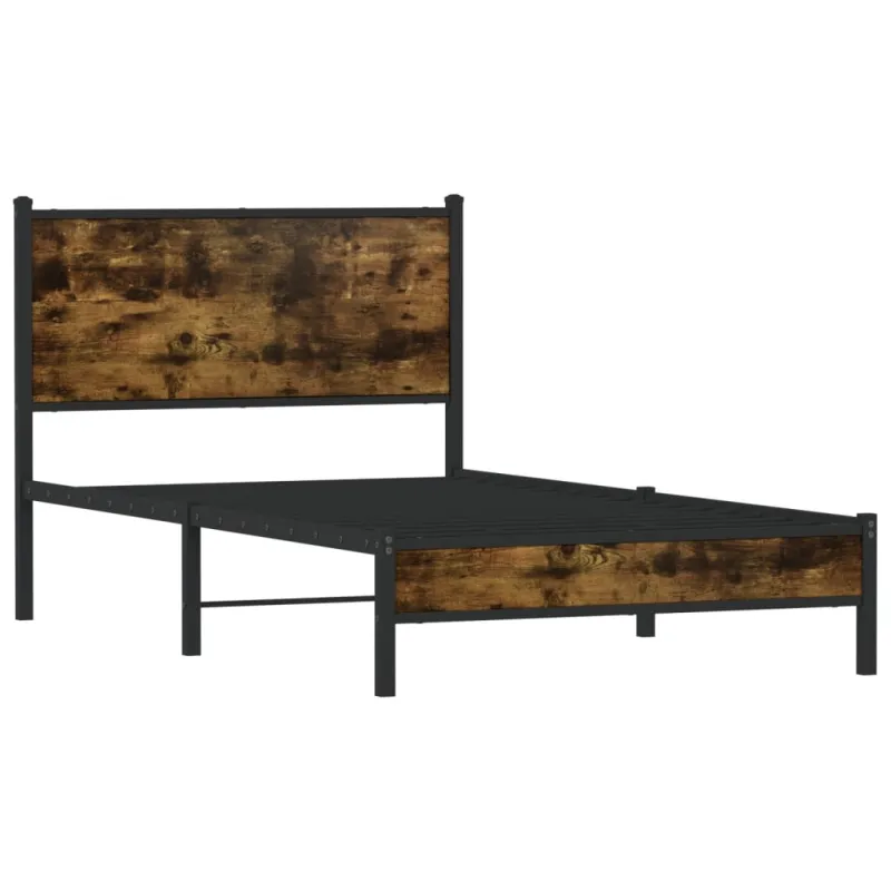 Lovos rėmas be čiužinio, dūminio ąžuolo, 100x190cm, metalas
