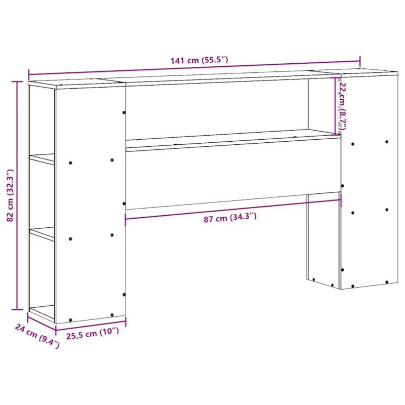 Galvūgalis su daiktų laikymo vieta, baltas, 135cm, pušis
