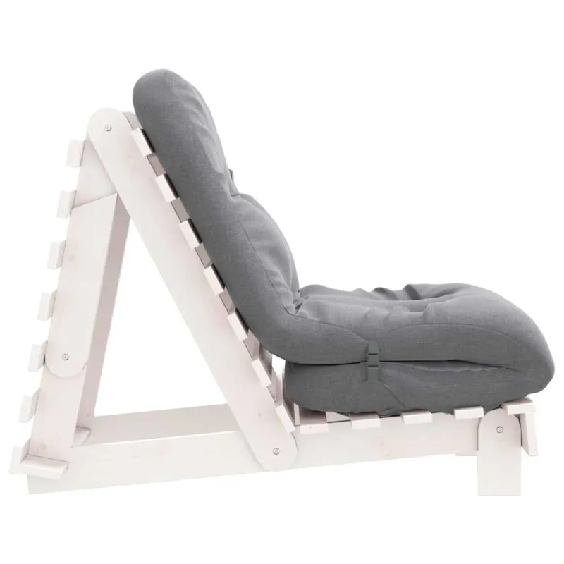 Futono sofa-lova su čiužiniu, balta, 60x206x11cm, pušis